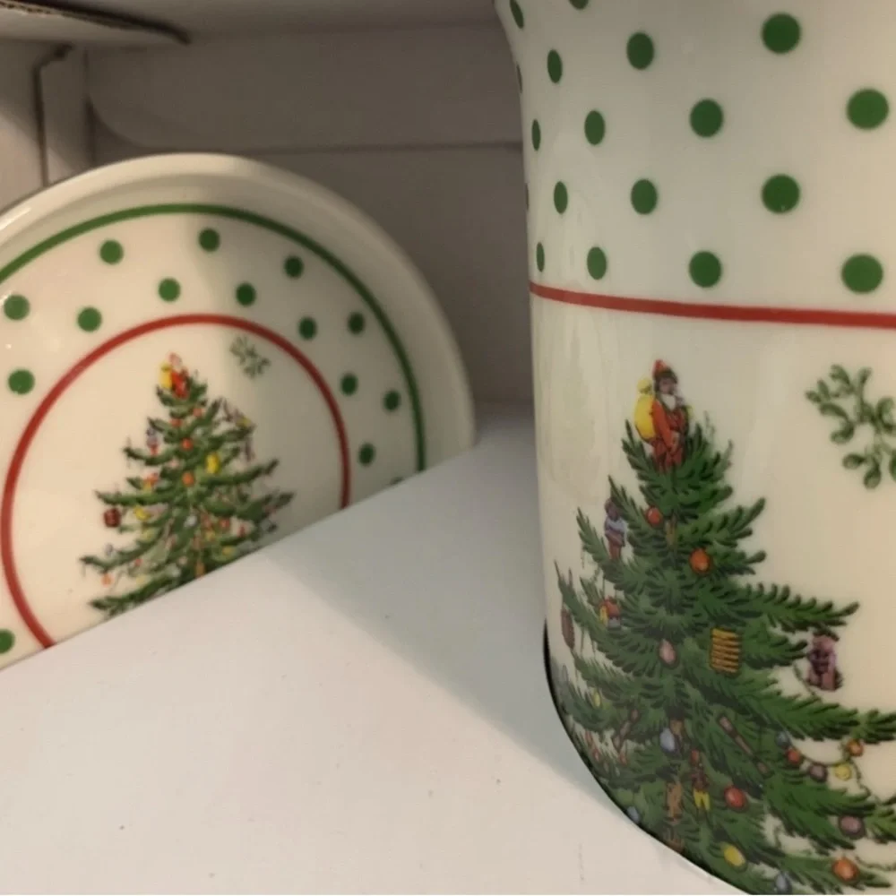 Spode Christmas Tree Mug and Coaster Set,‎ New in Box 12 oz “Price is firm”